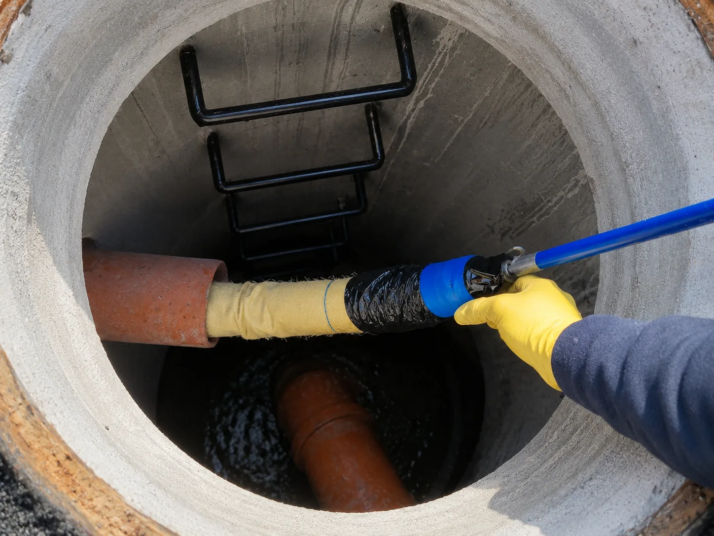 Schlauchliner-Sanierung einer Regenwasserleitung